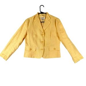 Talbots Petites Irish Linen Blazer 6P Yellow Jacket 3-Button Lightweight Breezy